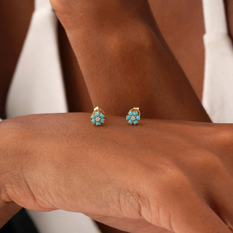 Petite Turquoise Flower Studs, Velisse