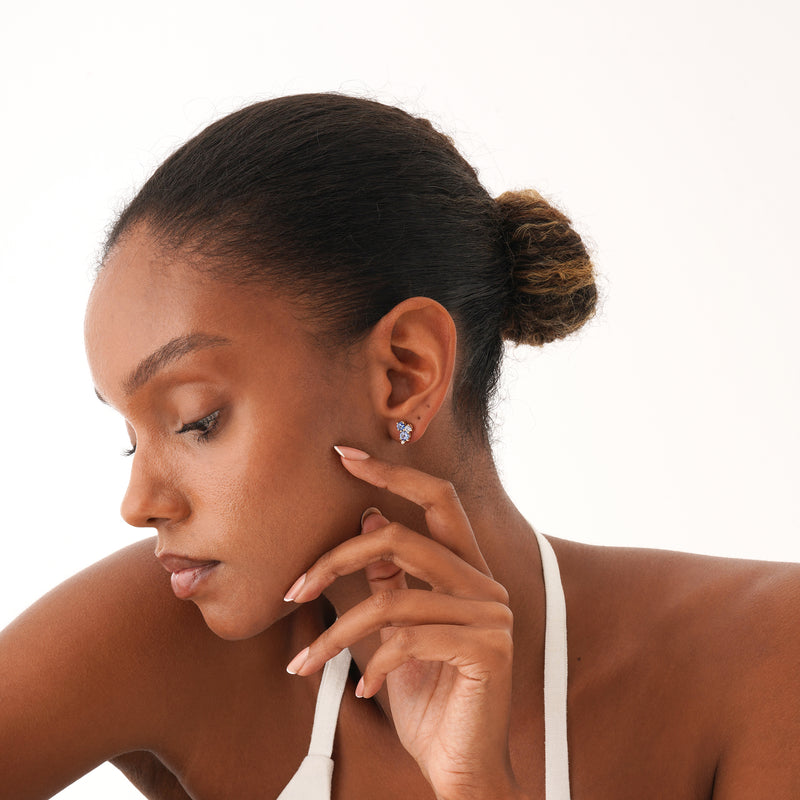 Cluster Sapphire and Diamond Stud Earrings, Vesira