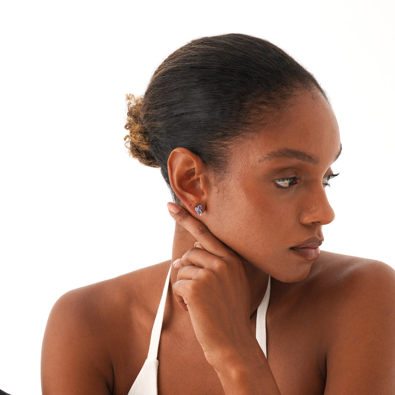 Cluster Sapphire and Diamond Stud Earrings, Vesira