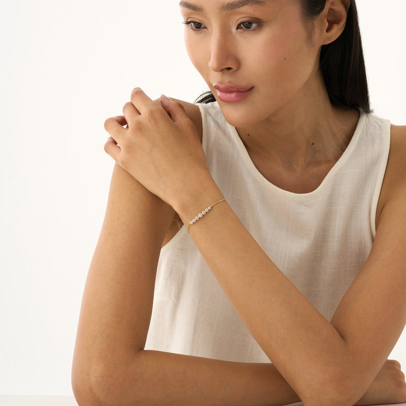 Graduated Lab Grown Diamond Bracelet, Bar Bracelet, Lunara