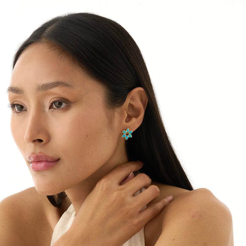 Turquoise Flower Stud Earrings, Ilithyia