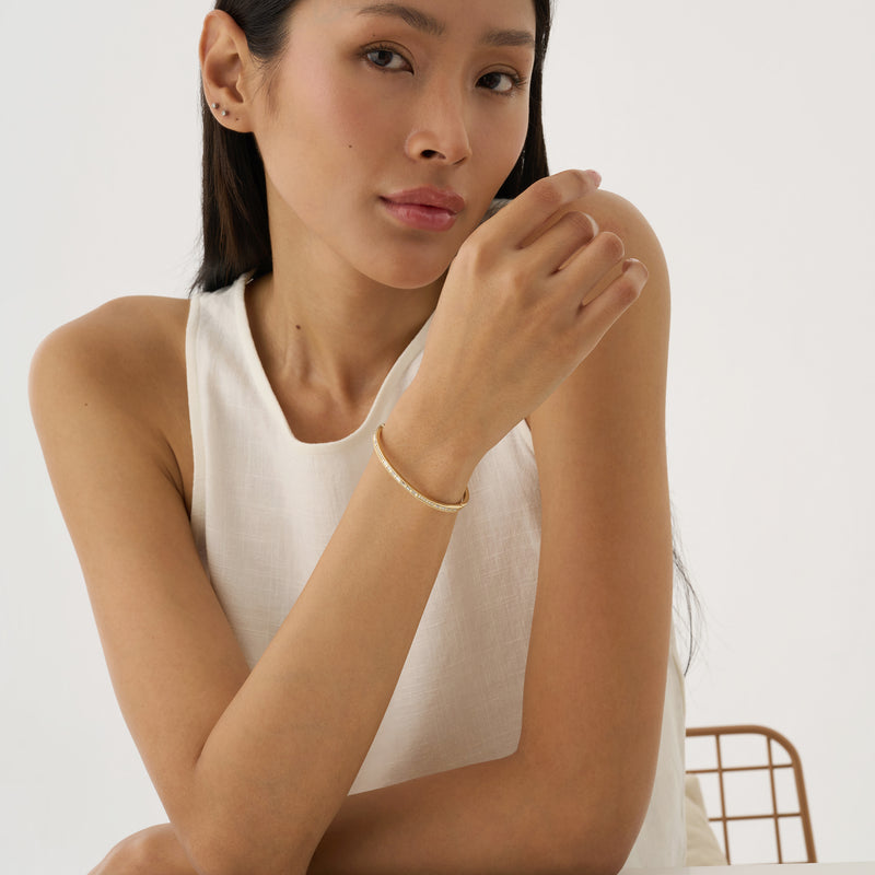 Lab Grown Baguette and Round Diamond Bangle, Vaila