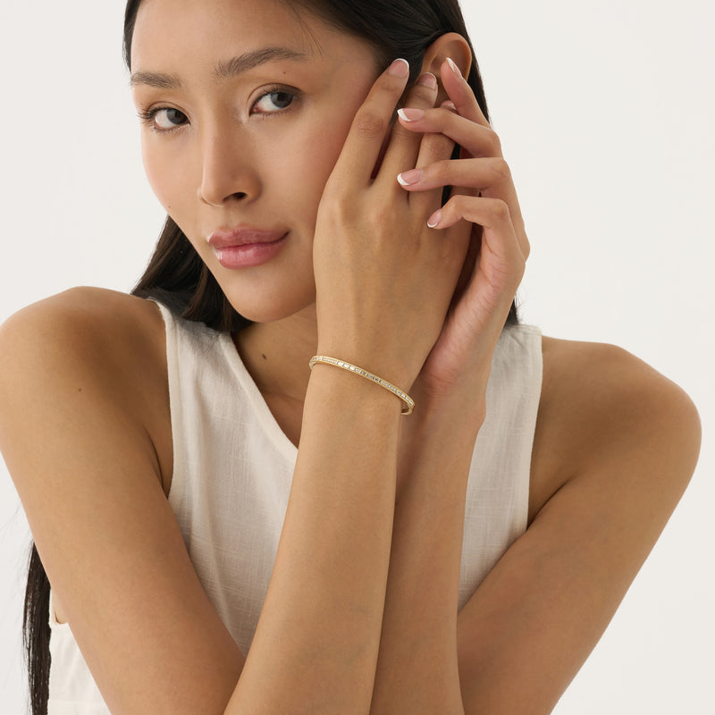 Lab Grown Baguette and Round Diamond Bangle, Vaila