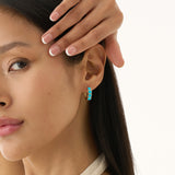 Turquoise Hoop Earrings, Solid Gold Huggie Hoops, Junesa