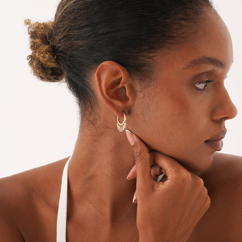 Diamond Dangle Huggie Hoop Earrings, Zephania