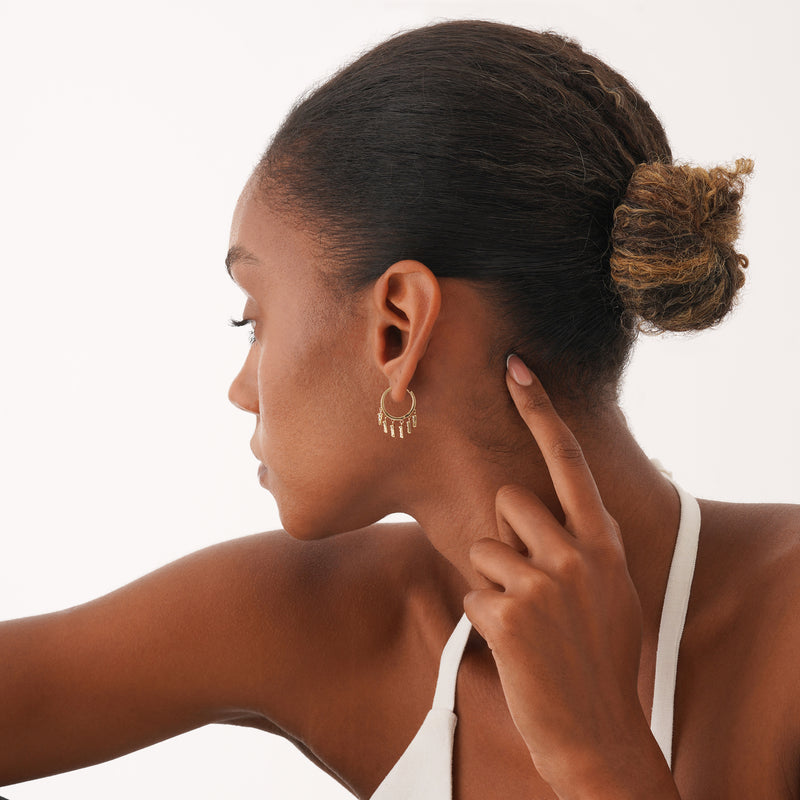 Diamond Dangle Huggie Hoop Earrings, Zephania