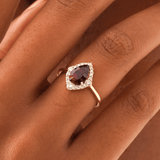 Pear Shape Garnet with Diamond Halo Ring, Orelina