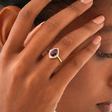 Pear Shape Garnet with Diamond Halo Ring, Orelina