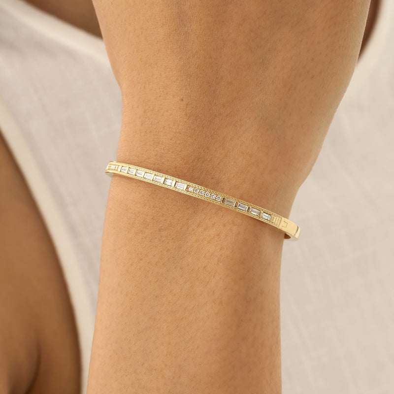 Lab Grown Baguette and Round Diamond Bangle, Vaila
