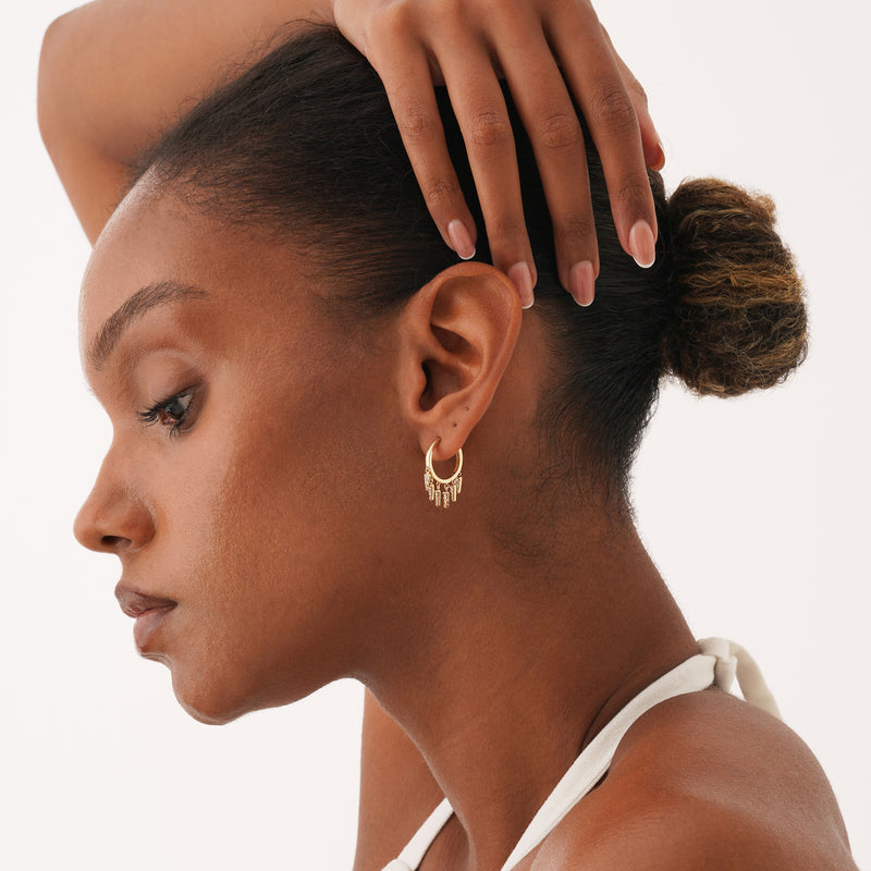 Diamond Dangle Huggie Hoop Earrings, Zephania