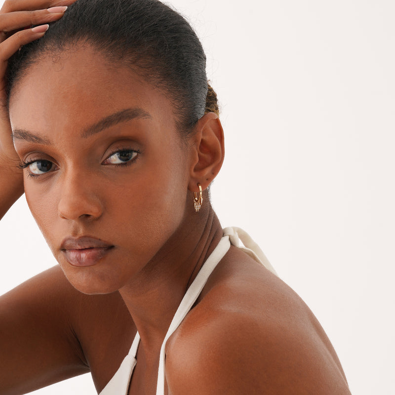 Diamond Dangle Huggie Hoop Earrings, Zephania