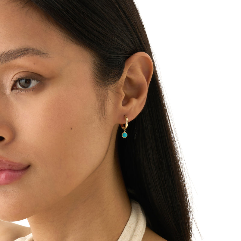 Turquoise Dangle Huggie Earrings, Azelina