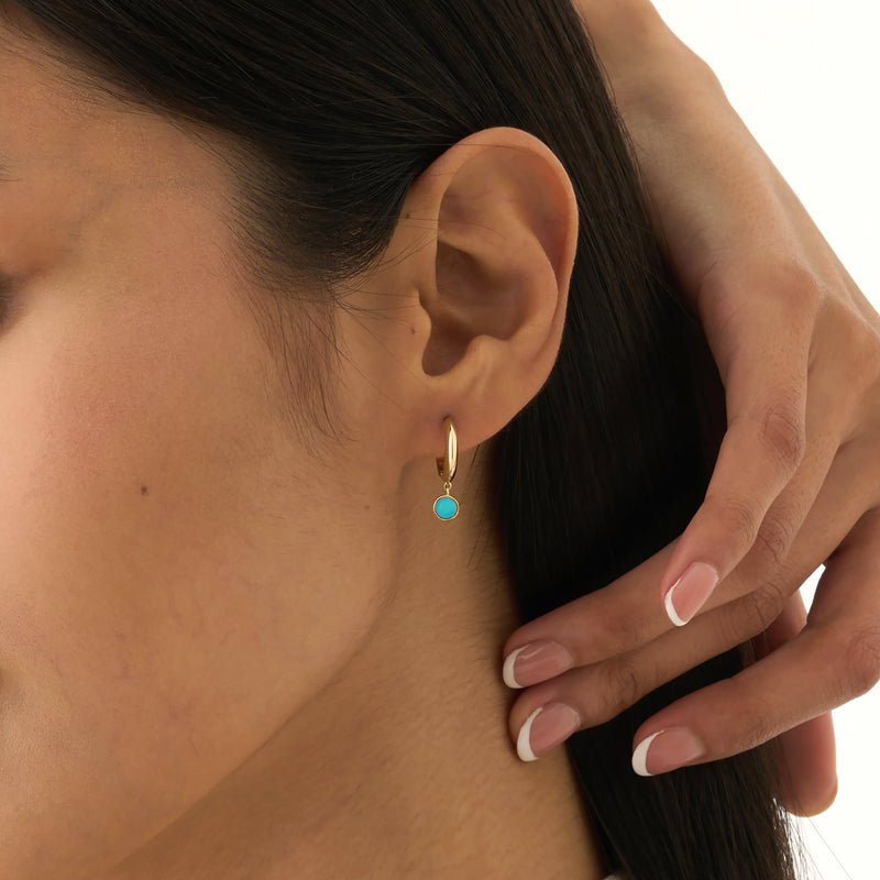 Turquoise Dangle Huggie Earrings, Azelina