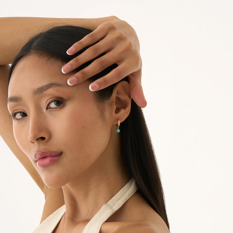 Turquoise Dangle Huggie Earrings, Azelina