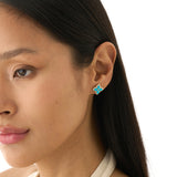 Turquoise & Lab Diamond Flower Stud Earrings, Eirlys