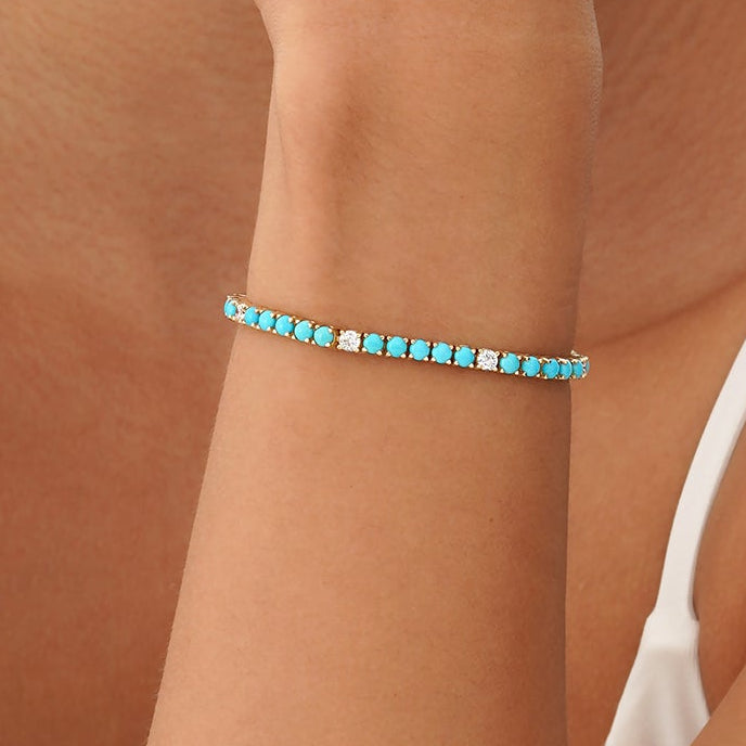 Turquoise and Lab Diamond Tennis Bracelet, Yelaina