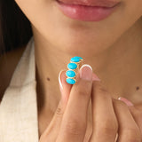 Oval Turquoise Ring, Solid Gold Gemstone Ring, Azura