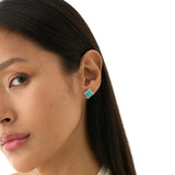 Turquoise & Lab Diamond Flower Stud Earrings, Eirlys