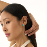 Turquoise & Lab Diamond Flower Stud Earrings, Eirlys