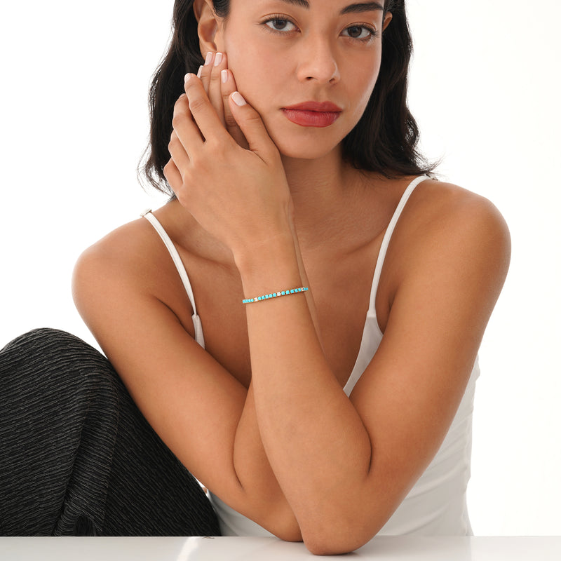 Turquoise and Lab Diamond Tennis Bracelet, Yelaina