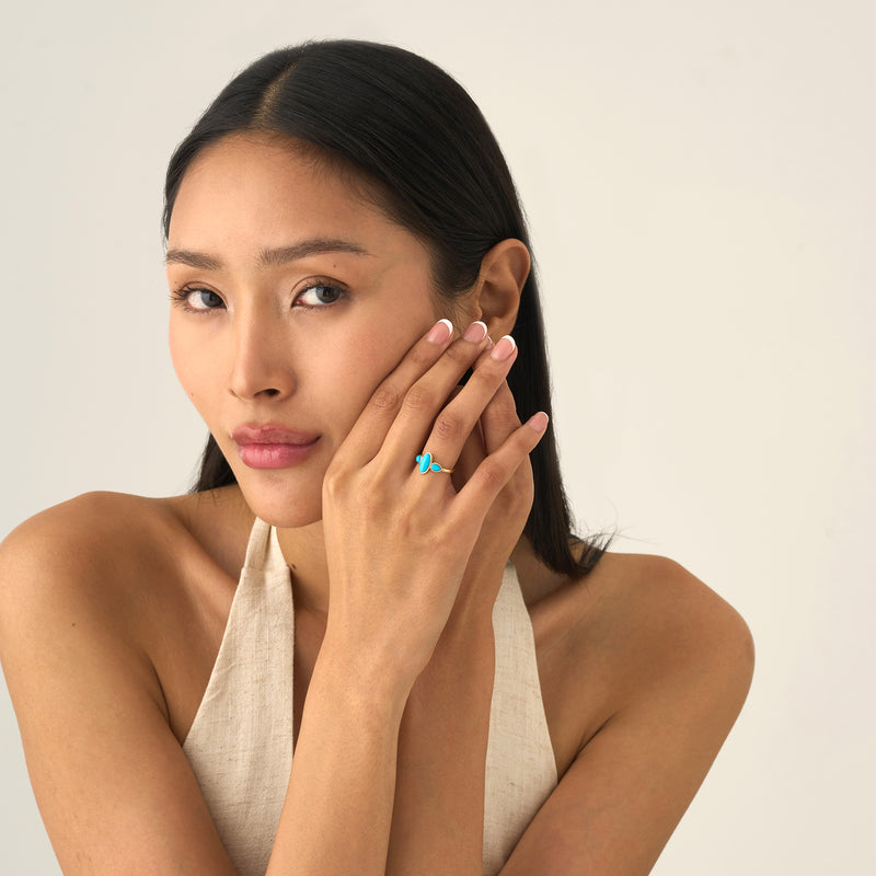 Solid Gold Turquoise Ring, Eirlys