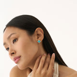 Turquoise & Lab Diamond Flower Stud Earrings, Eirlys