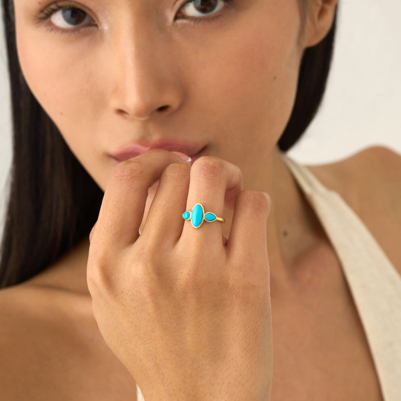 Solid Gold Turquoise Ring, Eirlys
