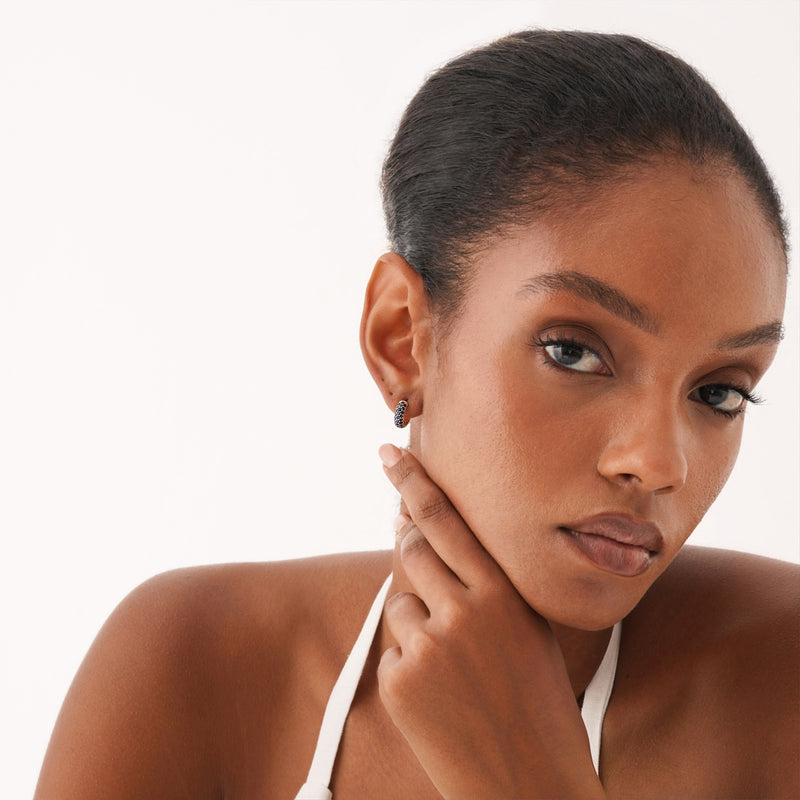 Wide Natural Blue Sapphire Huggie, Azrielle