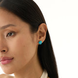 Turquoise & Lab Grown Diamond Flower Stud Earrings, Junelle