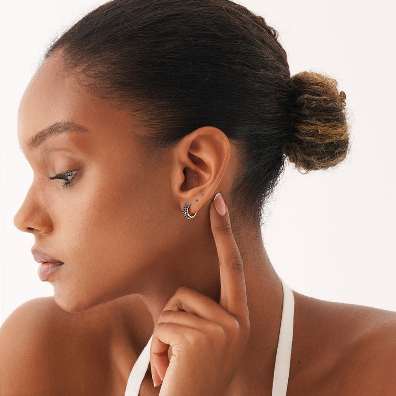 Wide Natural Blue Sapphire Huggie, Azrielle