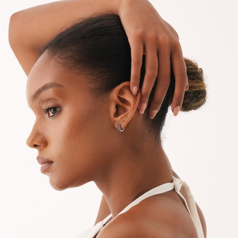 Wide Natural Blue Sapphire Huggie, Azrielle