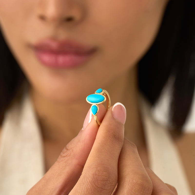 Solid Gold Turquoise Ring, Eirlys