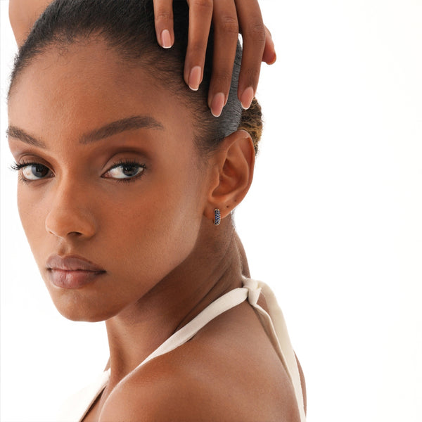 Wide Natural Blue Sapphire Huggie, Azrielle