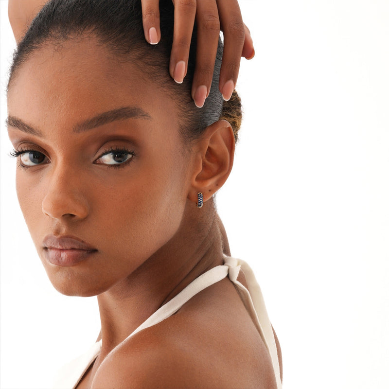 Wide Natural Blue Sapphire Huggie, Azrielle