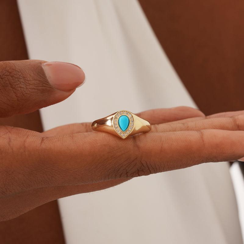 Natural Turquoise Signet Ring, Elanora