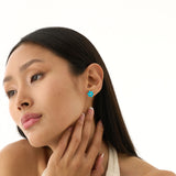 Turquoise & Lab Grown Diamond Flower Stud Earrings, Junelle