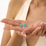 Turquoise & Lab Grown Diamond Flower Stud Earrings, Junelle