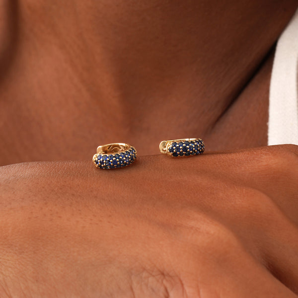 Wide Natural Blue Sapphire Huggie, Azrielle