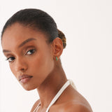 Wide Emerald Huggie Hoop Earrings, Azrielle