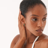 Wide Emerald Huggie Hoop Earrings, Azrielle