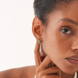 Wide Emerald Huggie Hoop Earrings, Azrielle