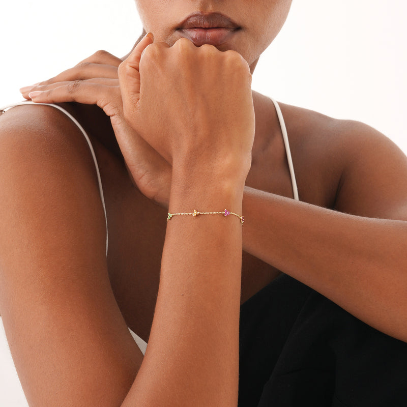 Rainbow Sapphire Station Bracelet, Orinthiel