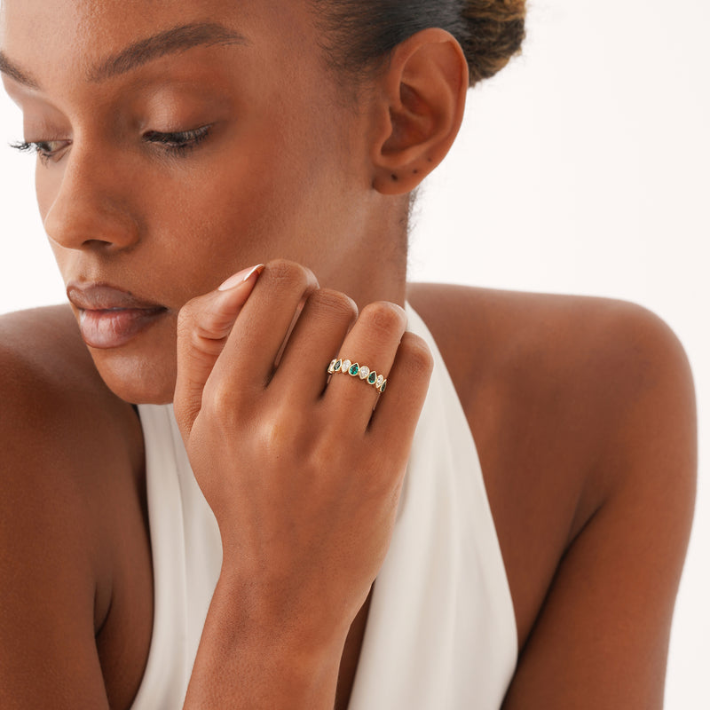 Up-Down Lab Emerald and Lab Diamond Ring,  Neralie