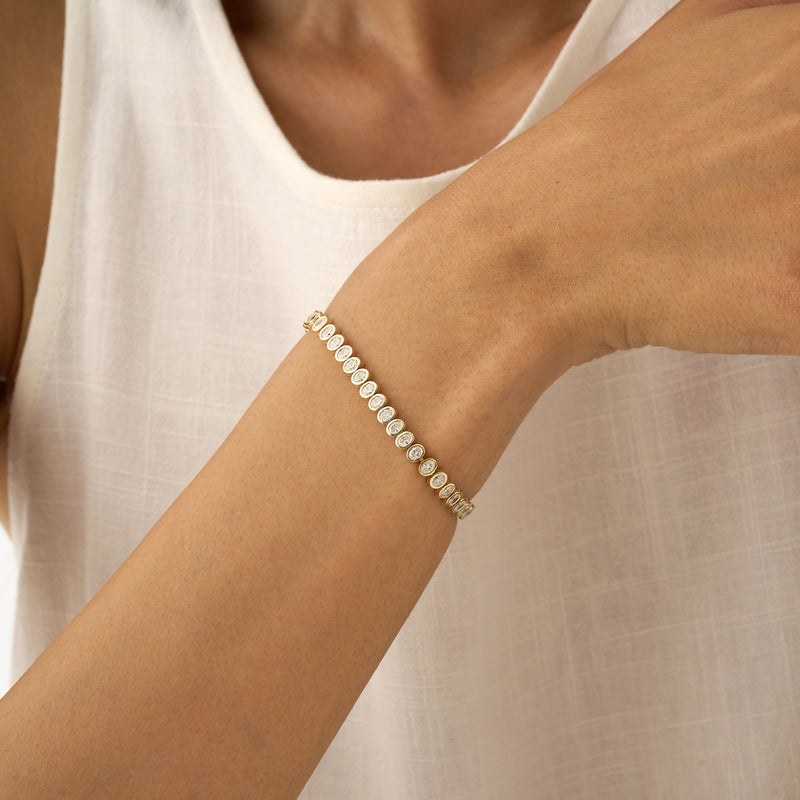 Oval Bezel Set Lab Grown Diamond Bracelet, Zorina