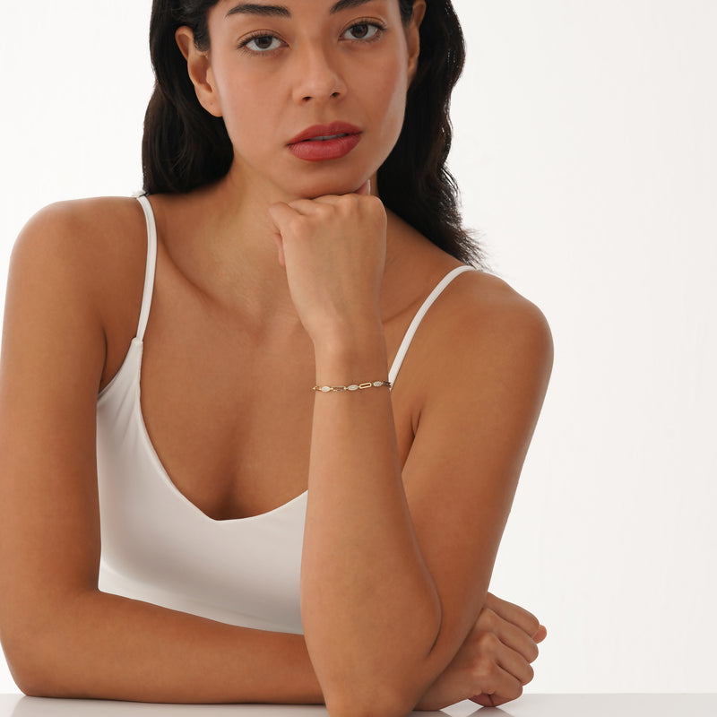 Pave Oval Shape Station Bracelet, Nimira