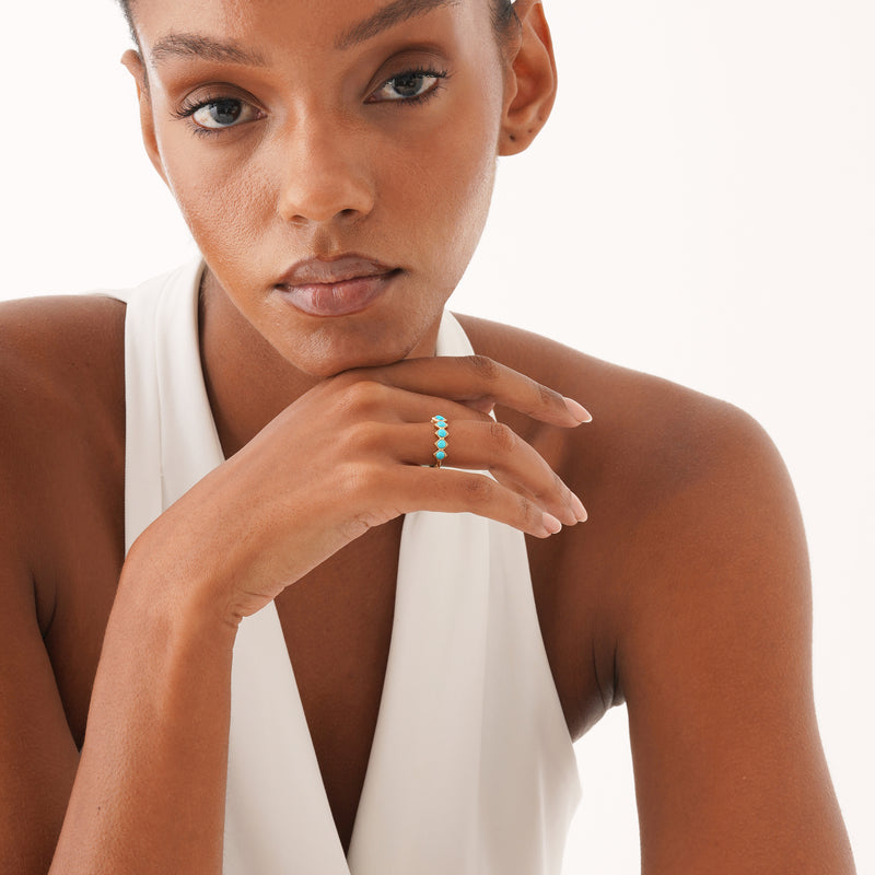 Solid Gold Turquoise Ring, Ariselle