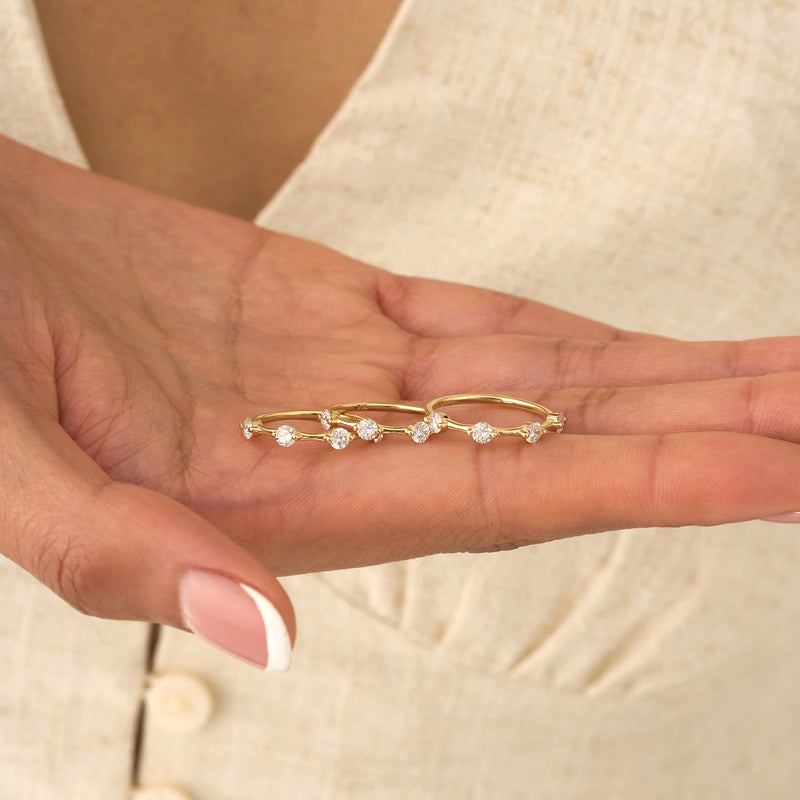 Set of 3 Lab Grown Diamond Station Rings, Lunessa