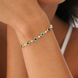 Heart Cut Lab Grown Emerald Bracelet, Thessira