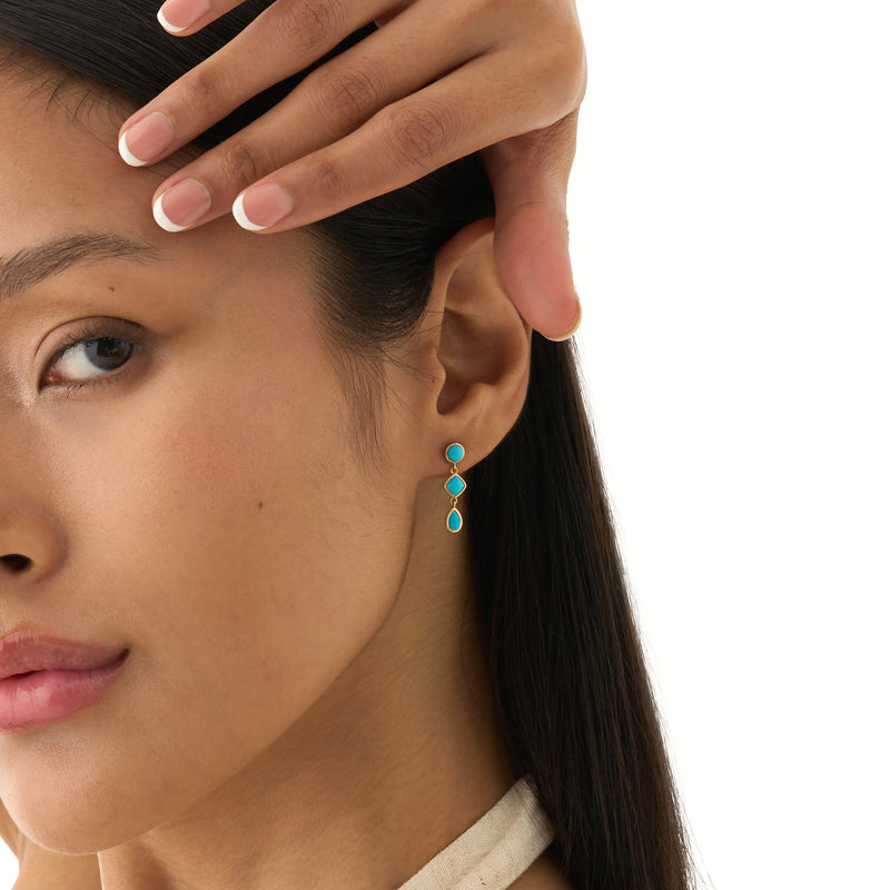 Mix Shape Turquoise Dangle Earrings, Luneth