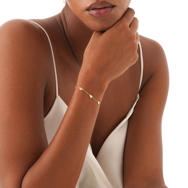 Solid Gold Multi Heart Bracelet, Zaleira